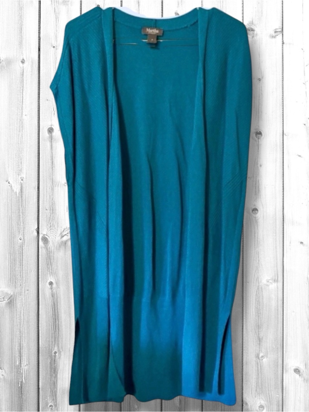 🌺MARTHA STEWARD TURQUOISE OPEN MIXED STITCH CARDIGAN
